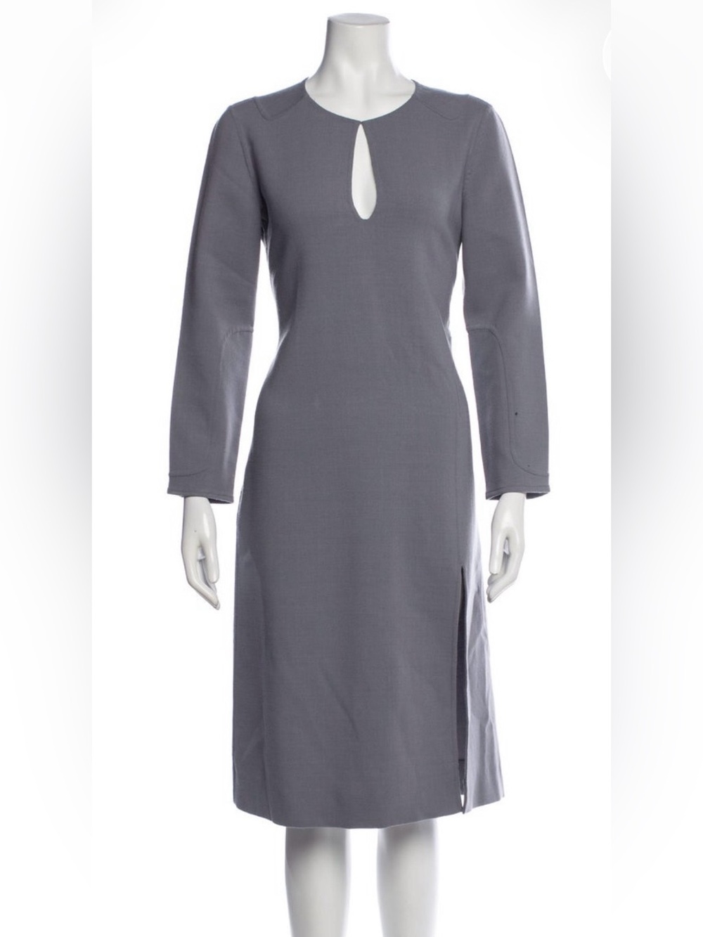Marc Jacobs Gray Long Sleeve Midi Dress with Front Keyhole